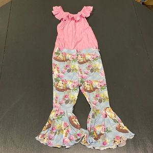 Bums & Roses Sweet Egg-Scape Bell Bottom Set - 12-18 months